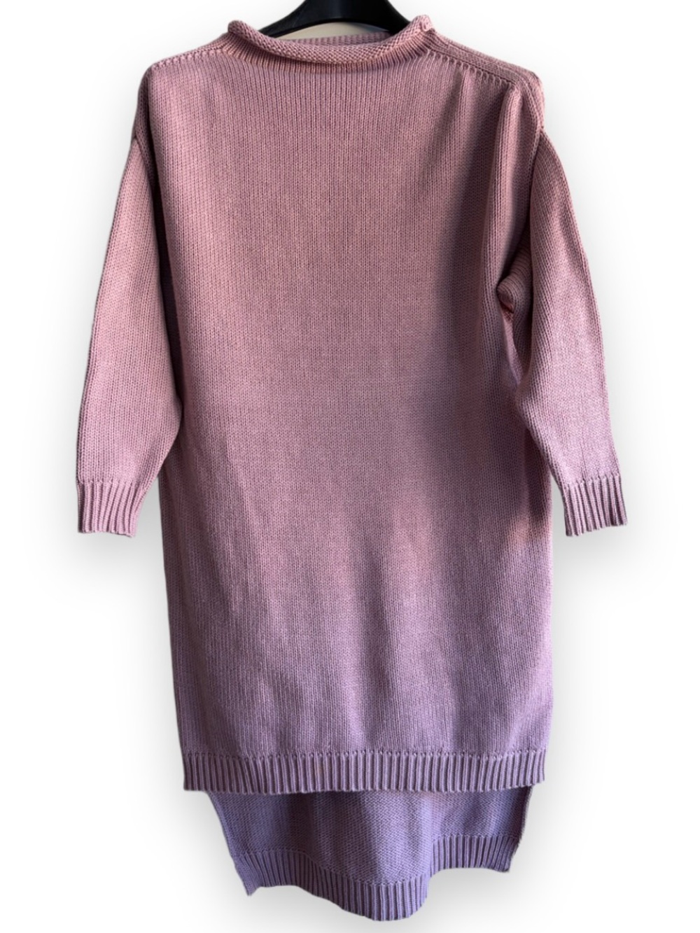 Mauve Pink QY Fibre Art 100% Cotton Knit Oversized Ribbed Sweater Dress